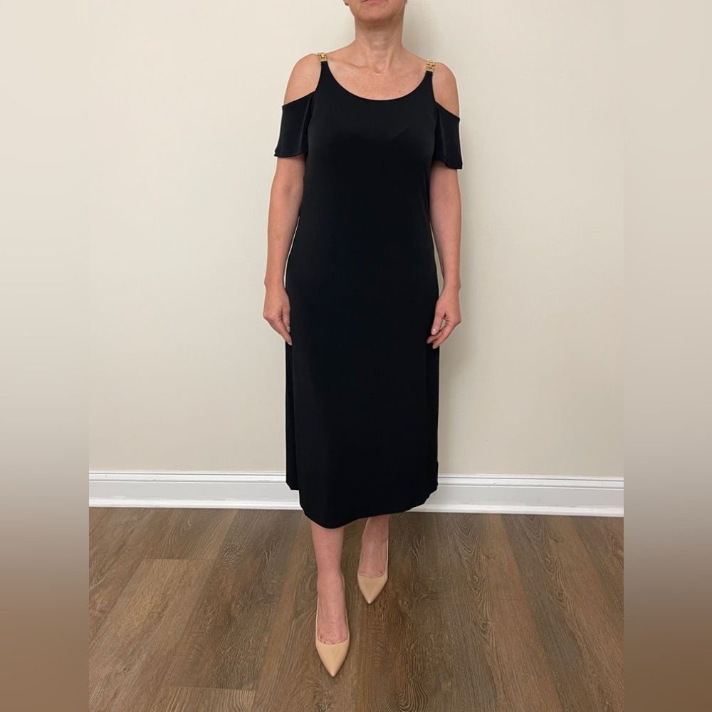 Black  new midi dress Michael Kors with gold chains , size M